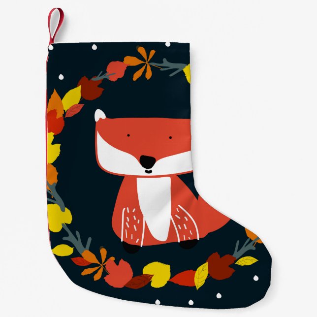 Beautiful fox in winter forest pattern small christmas stocking (Front)