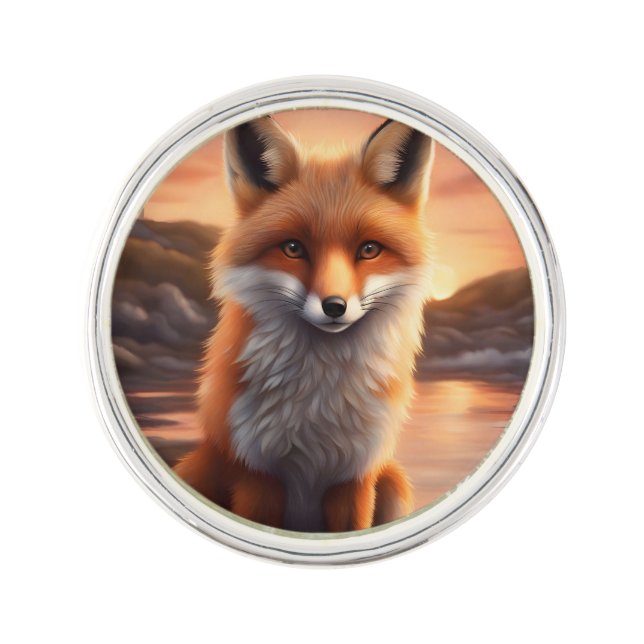 Beautiful Fox Lapel Pin (Front)