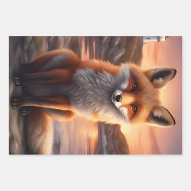 Beautiful Fox Wrapping Paper Sheets (Front)