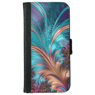 Beautiful Fractal Feather Design Wallet Phone Case For iPhone 6/6s