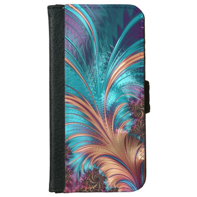 Beautiful Fractal Feather Design iPhone Wallet Case (Front)
