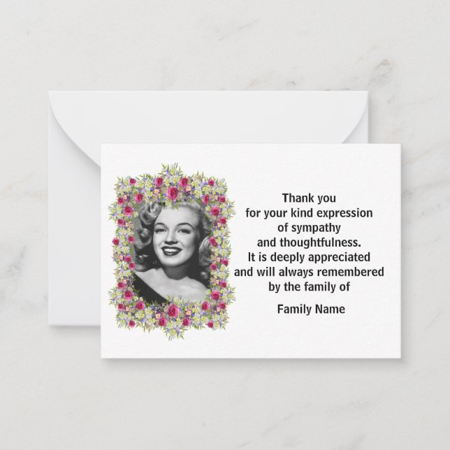 Beautiful Frame Flower After Funeral Thank You Note Card (Front)