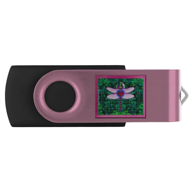 Beautiful Framed “Crackel Framed Dragonfly” Artwor Flash Drive (Front)