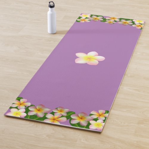Beautiful Frangipani Flowers on Lavender Violet Yoga Mat
