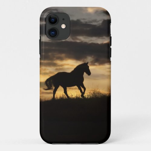 Beautiful Free Horse Sunset Silhouette iPhone 11 Case