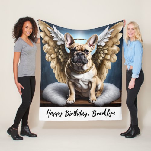 Beautiful French Bulldog  Angel Wings Fleece Blanket