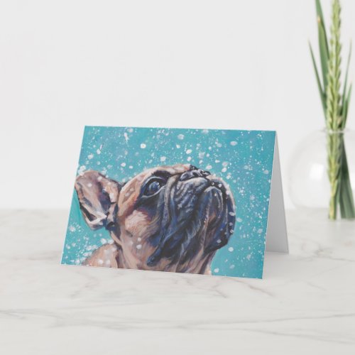 Beautiful French Bulldog Fine Art Dog Painting Holiday Card