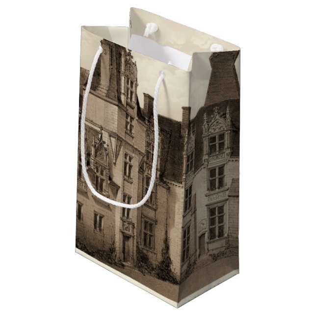 Beautiful French Chateau in Sepia Tones Small Gift Bag (Back Angled)