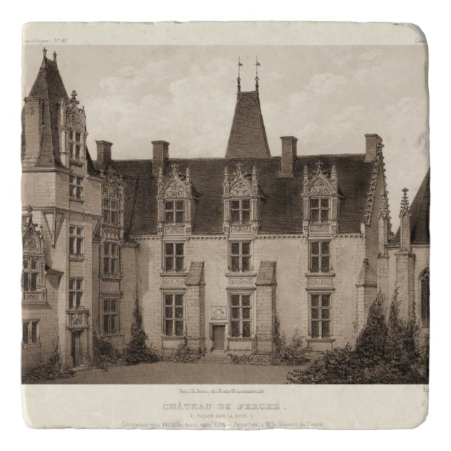 Beautiful French Chateau in Sepia Tones Trivet (Front)