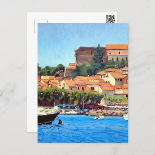 Beautiful French Port of Collioure in Blue  Green Postcard