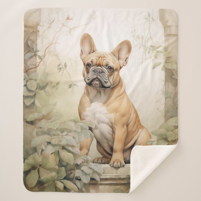 Beautiful Frenchie – Playful & Loving Sherpa Blanket (Front)