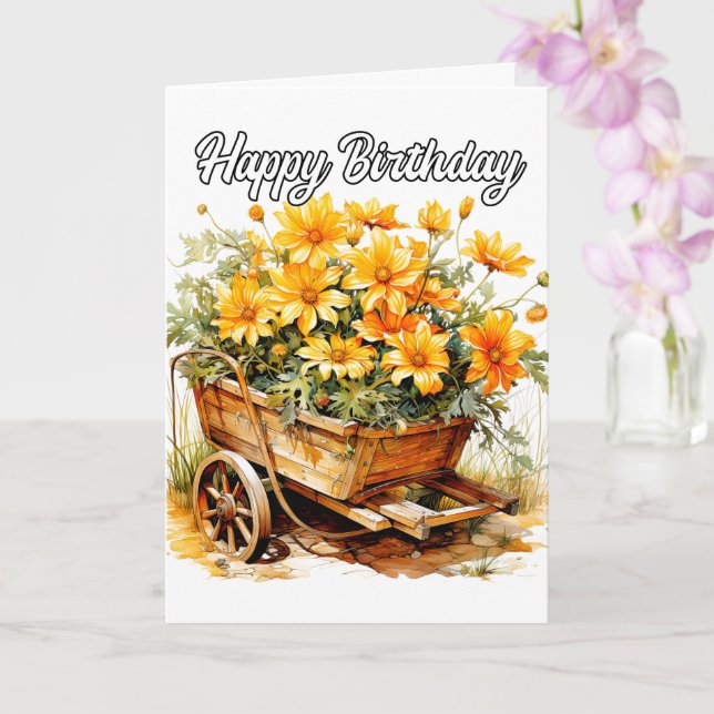 Beautiful Fresh Flowers Happy Birthday Card (Orchid)