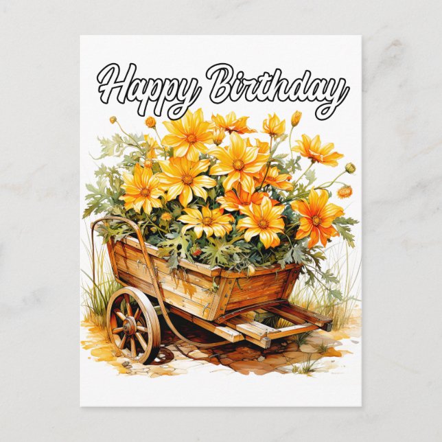 Beautiful Fresh Flowers Happy Birthday Postcard (Front)