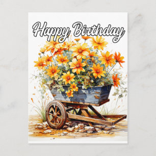 Beautiful Fresh Flowers Happy Birthday Postcard