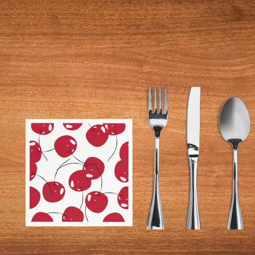 Beautiful Fresh Red Cherry Themed Paper Napkins