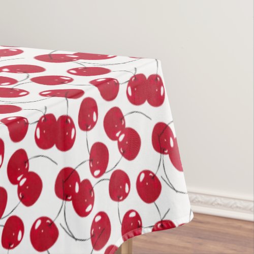 Beautiful Fresh Red Cherry Themed Tablecloth