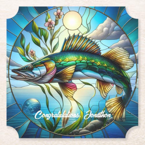 Beautiful Freshwater Fish and Blue Lake  Paper Coaster