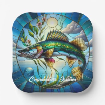 Beautiful Freshwater Fish And Blue Lake  Paper Plates by DakotaInspired at Zazzle
