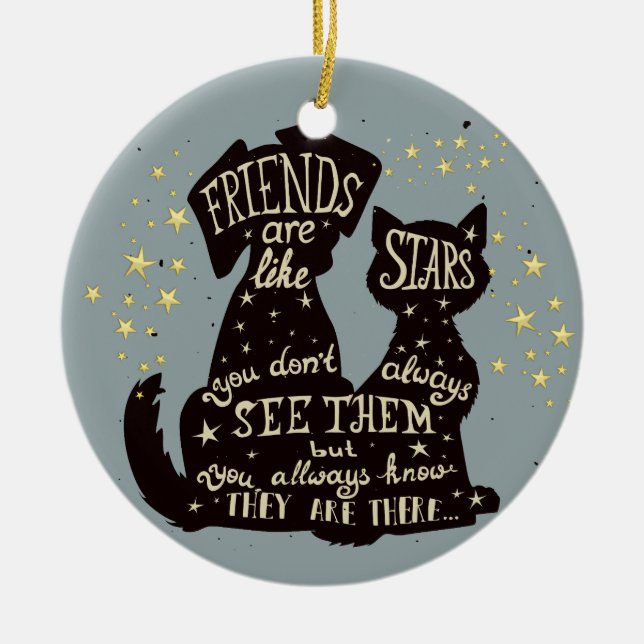 Beautiful friends are like stars quote ceramic ornament (Front)