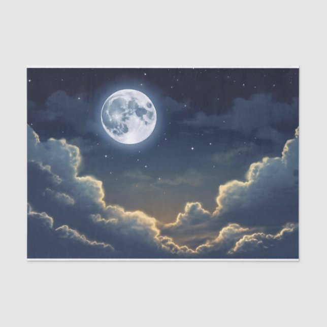 Beautiful Full Moon Above the Clouds Tissue Paper (Front)