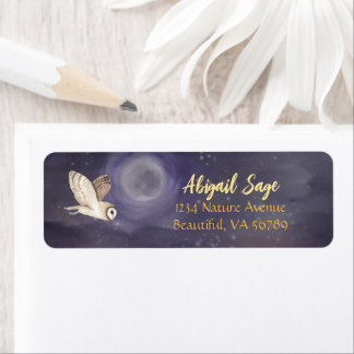 Beautiful Full Moon and Owl Address Label