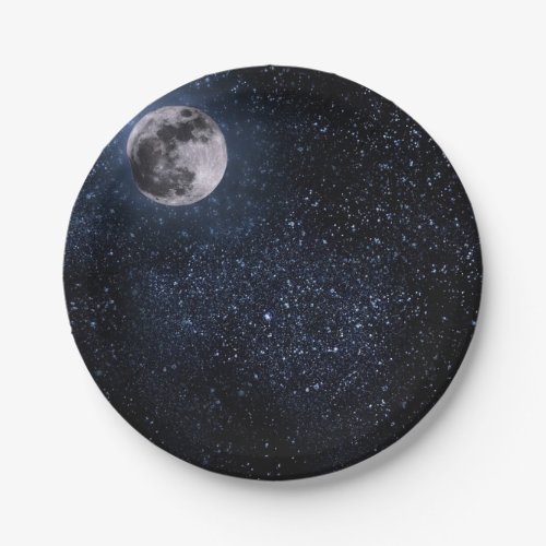 Beautiful Full Moon and Stars Custom Paper Plates
