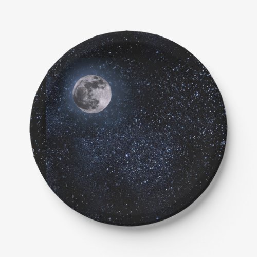 Beautiful Full Moon and Stars Paper Plates