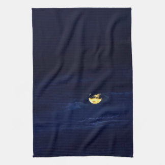 Beautiful Full Moon in Midnight Blue Clouds Kitchen Towel