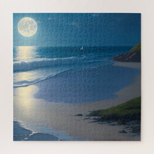 Beautiful Full Moon Ocean Art    Jigsaw Puzzle (Vertical)