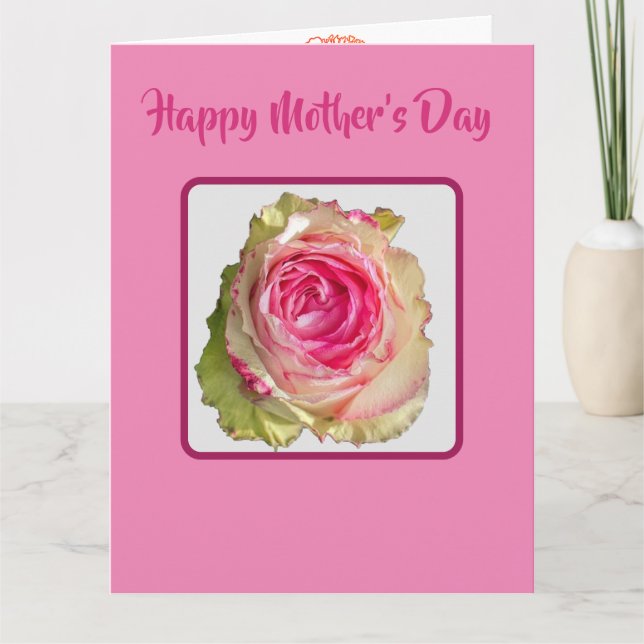 Beautiful Full Pink Rose Mother's Day Card (Front)