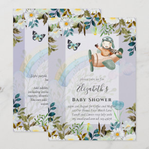 Beautiful Fun Pilot Baby Boys Shower Invitations