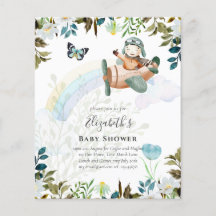 Beautiful Fun Pilot Baby Boys Shower Invitations