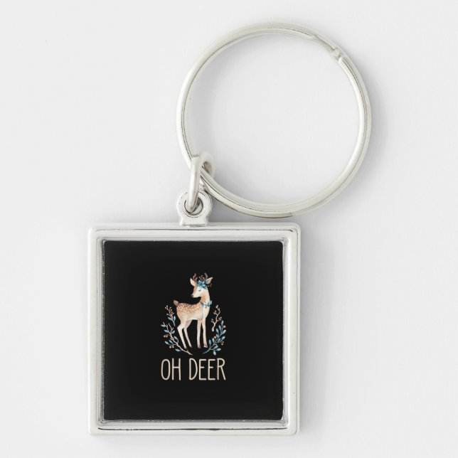 Beautiful Funny Deer Oh Deer Modern Design  Keychain (Front)