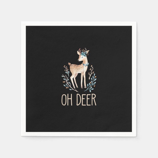 Beautiful Funny Deer Oh Deer Modern Design  Napkins (Front)