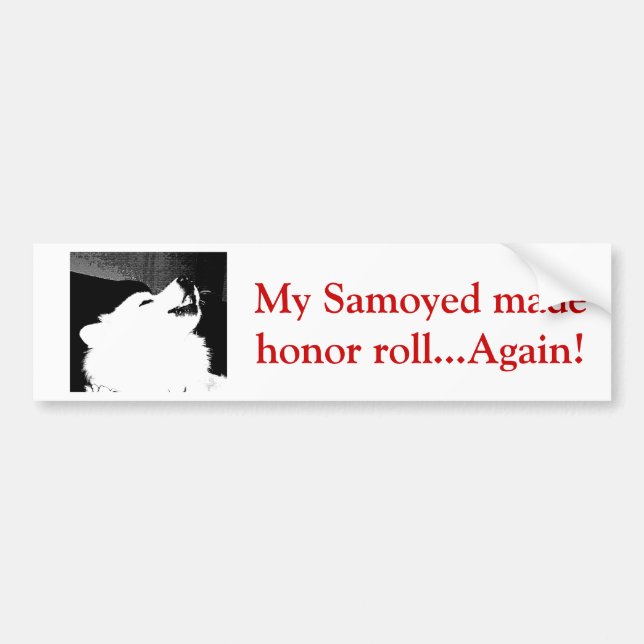 Beautiful furry Samoyed white dog Bumper Sticker (Front)