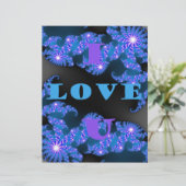 Beautiful Galactic Blue Love Text Pattern Design, (Standing Front)