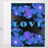 Beautiful Galactic Blue Love Text Pattern Design, (Front/Back)