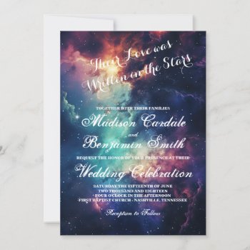 Beautiful Galaxy Celestial Under The Stars Wedding Invitation by CustomWeddingSets at Zazzle