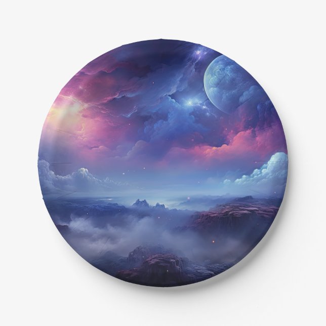 Beautiful Galaxy Outer Space Cosmic Universe Paper Plates (Front)