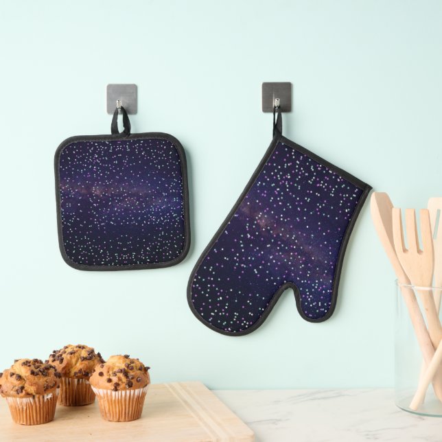 Beautiful galaxy,stars oven mitt & pot holder set (Insitu(Hanging))