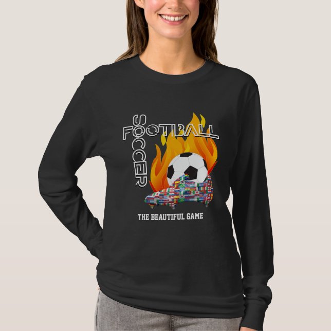 Beautiful Game World FOOTBALL SOCCER Ladies T-Shirt (Front)