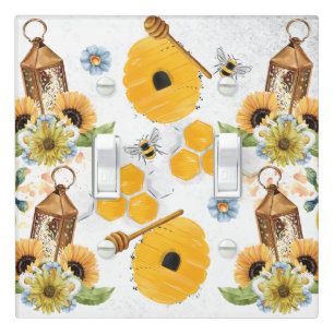 Beautiful Garden Bee Sunflower Pattern Light Switch Cover