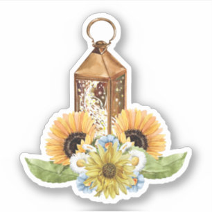 Beautiful Garden Bee Sunflower Pattern Sticker