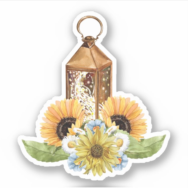 Beautiful Garden Bee Sunflower Pattern Sticker (Front)