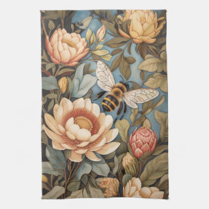 Beautiful Garden Bee With Protea Flowers Kitchen Towel
