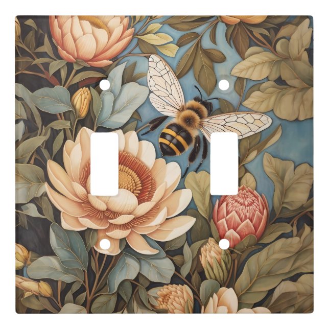 Beautiful Garden Bee With Protea Flowers Light Switch Cover (Front)