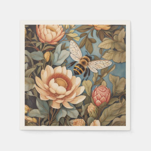 Beautiful Garden Bee With Protea Flowers Napkins