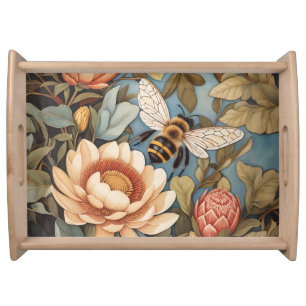 Beautiful Garden Bee With Protea Flowers Serving Tray