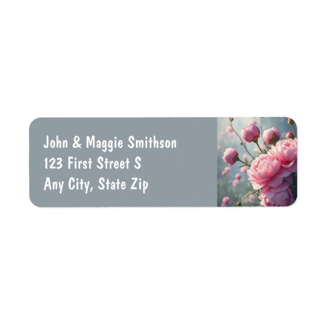 Beautiful Garden Flowers Peony Pink Floral Label (Front)