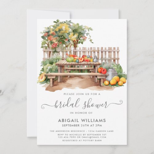 Beautiful Garden Picnic Backyard Bridal Shower Invitation